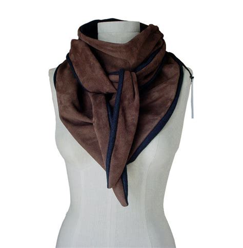 brown leather scarf.